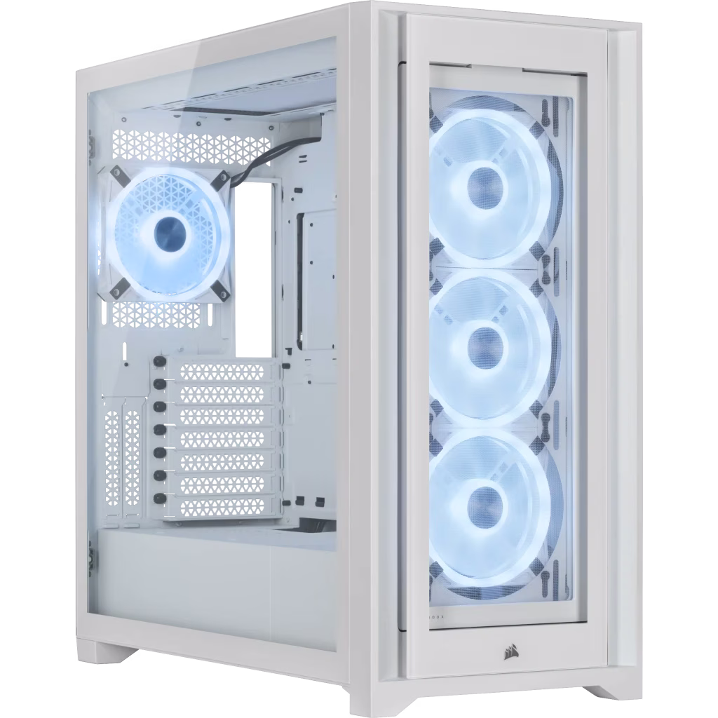 Corsair iCUE 5000X RGB QL Edition Mid-Tower ATX Case, White, Tempered Glass, Pre Fitted QL120 RGB fans and an iCUE Lighting NodeCORE, 9x Expansion Slots | CC-9011233-WW – Buy Online