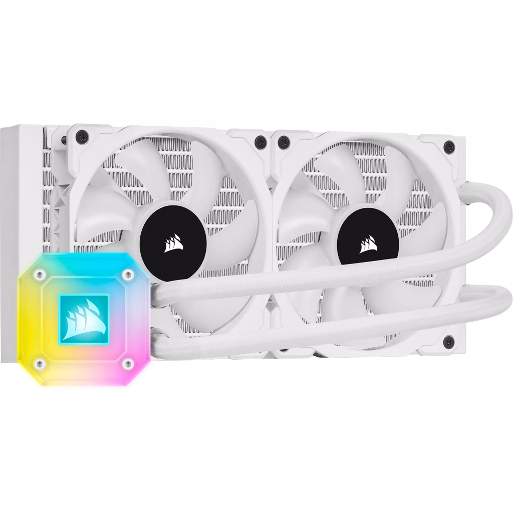 Corsair iCUE H100i ELITE CAPELLIX Liquid CPU Cooler, low-noise cooling for your CPU, with a 240mm radiator, 2x CORSAIR ML120 RGB PWM fans, White | CW-9060050-WW thumbnail 2