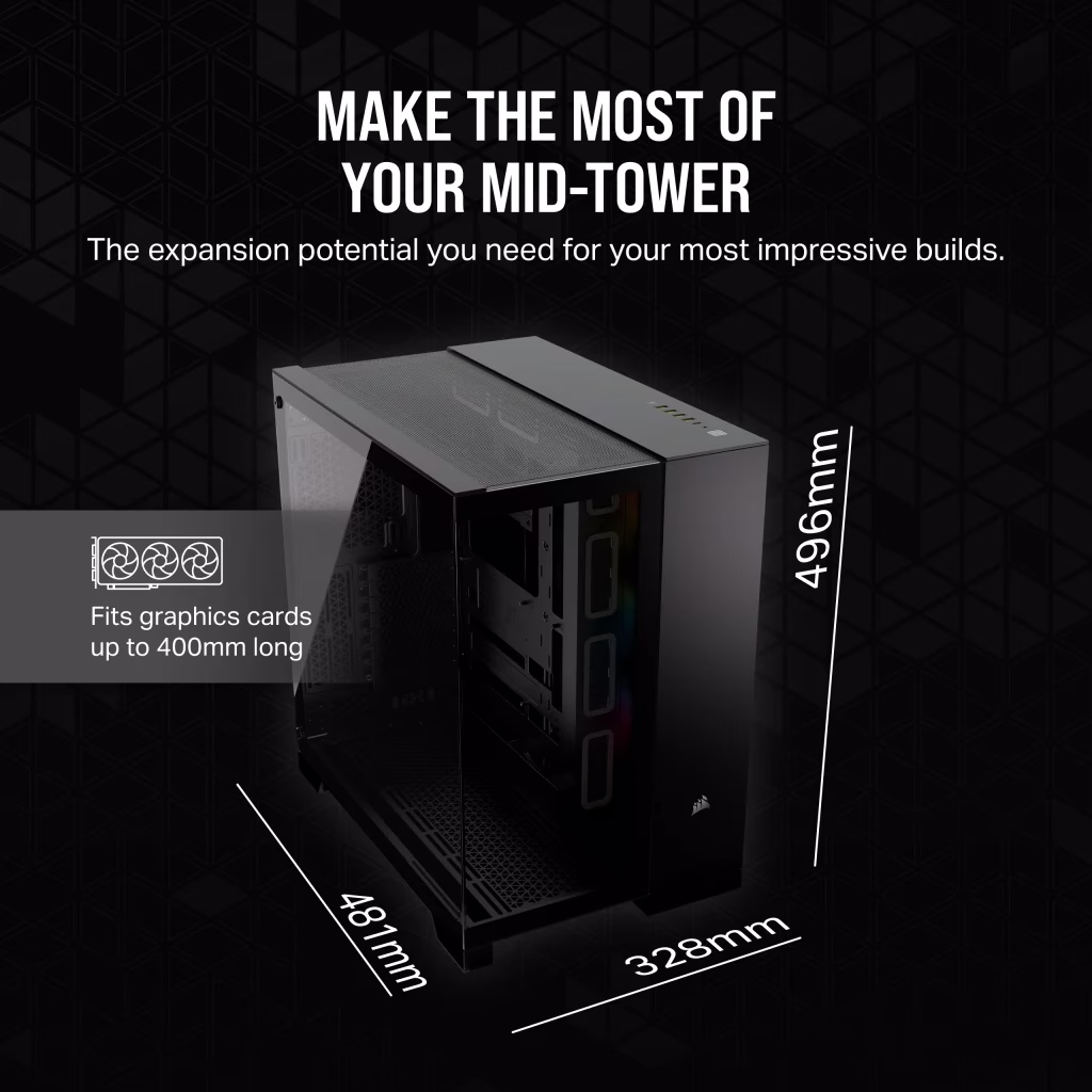Corsair iCUE LINK 6500X RGB Mid-Tower ATX Dual Chamber PC Case, 3x RX RGB Fans & System Hub, Compatible with Reverse Connector mATX & mITX MOBO's,  Black | CC-9011269-WW thumbnail 3