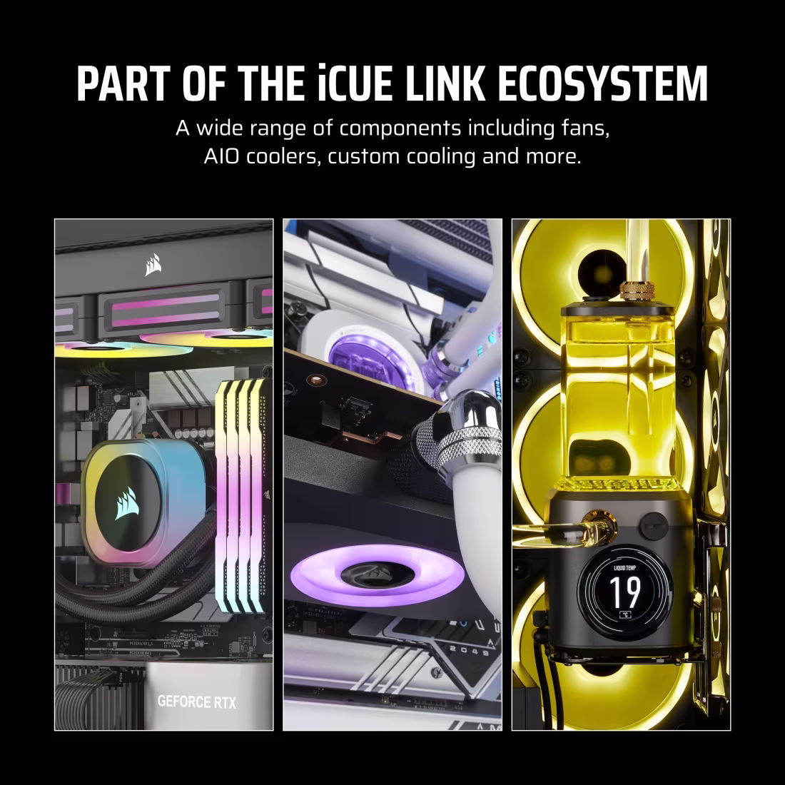 Corsair iCUE LINK LX120-R RGB 120mm PWM Reverse Fans Starter Kit (3 Pack),  2400 RPM, Magnetic Dome bearing, iCUE LINK System Hub included, White | CO-9051054-WW thumbnail 4