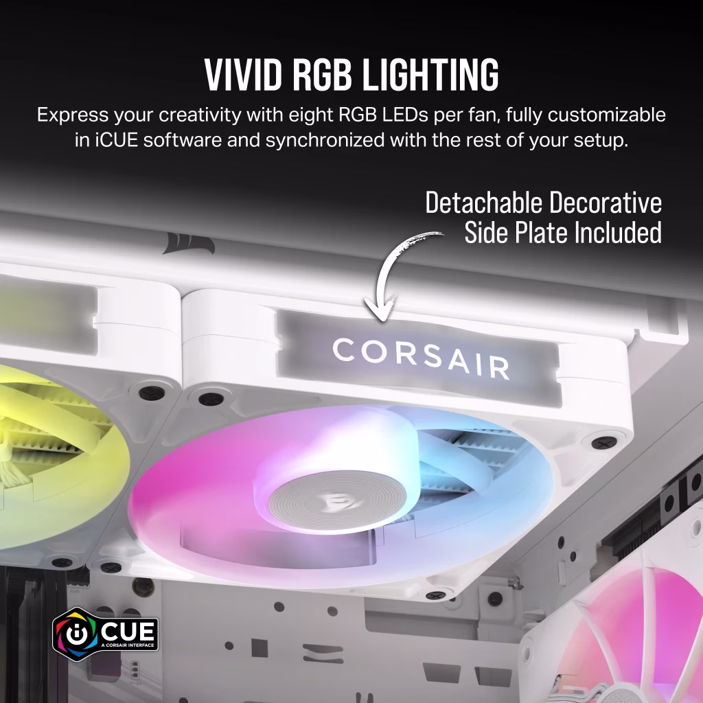 Corsair iCUE LINK RX120 RGB 120mm PWM Fan Triple Starter Kit, 2100 RPM, White | CO-9051022-WW thumbnail 5