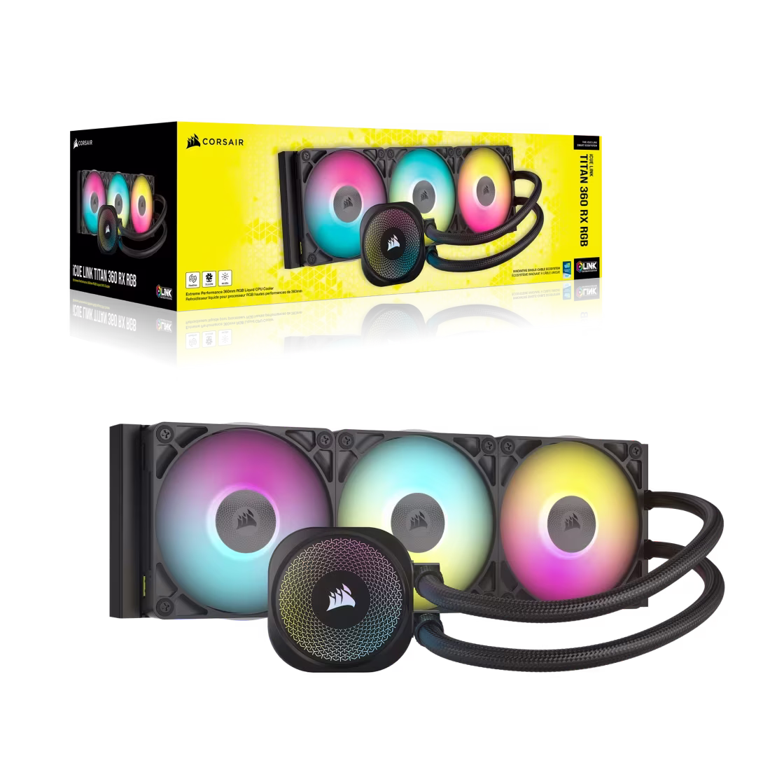 Corsair iCUE LINK TITAN 360 RX RGB AIO Liquid CPU Cooler,  Intel 1851, 1700, AMD AM5, and AM4, Black Sleeved Low-Permeation Rubber, Black | CW-9061018-WW – Buy Online