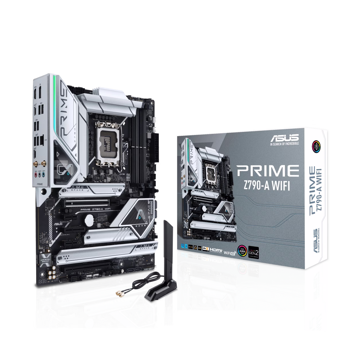 Asus Prime Z790-A Wifi 6E ATX Motherboard, Socket Intel LGA1700, Z790 Chipset, PCIe 5.0, 128GB DDR5 Max Memory, 4x M.2 Slots, Intel 2.5 Gb LAN, USB 3.2, Aura Sync RGB Lighting | 90MB1CS0-M0EAY0 image