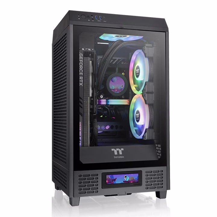 Thermaltake The Tower 200 Mini Computer Case, SPCC+Tempered Glass Material, Supports Up to 280mm Radiator, Up to 4 Fans Support, Removable Dust Filter-Black thumbnail 6