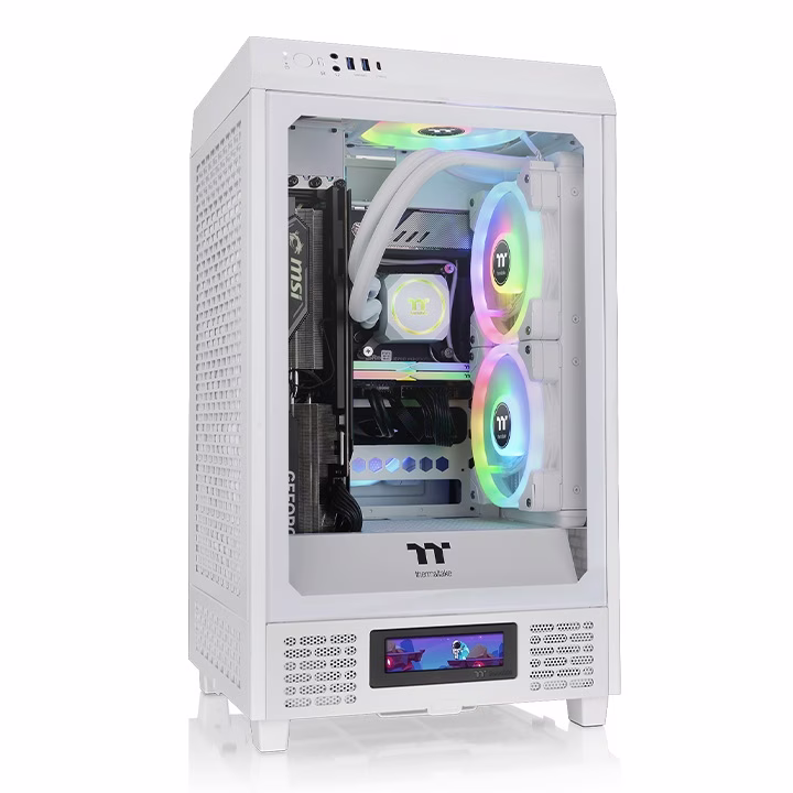 Thermaltake The Tower 200 Mini Computer Case, SPCC+Tempered Glass Material, Supports Up to 280mm Radiator, Up to 4 Fans Support, Removable Dust Filter-White thumbnail 2