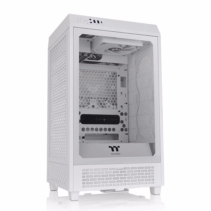 Thermaltake The Tower 200 Mini Computer Case, SPCC+Tempered Glass Material, Supports Up to 280mm Radiator, Up to 4 Fans Support, Removable Dust Filter-White – Buy Online