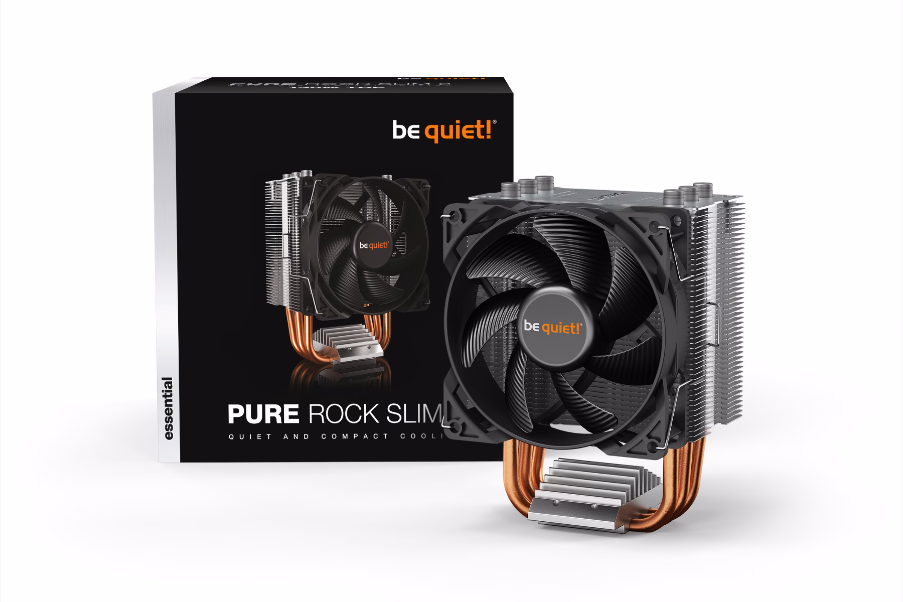 Be Quiet! Pure Rock Slim 2 CPU Cooler, Pure Wings 2 92mm PWM Fan, 2000 RPM Fan Speed, 34.9 CFM Fan Airflow, Aluminum / Copper Base Material, 4-Pole Fan Motor Technology, Black | BK030 thumbnail 2