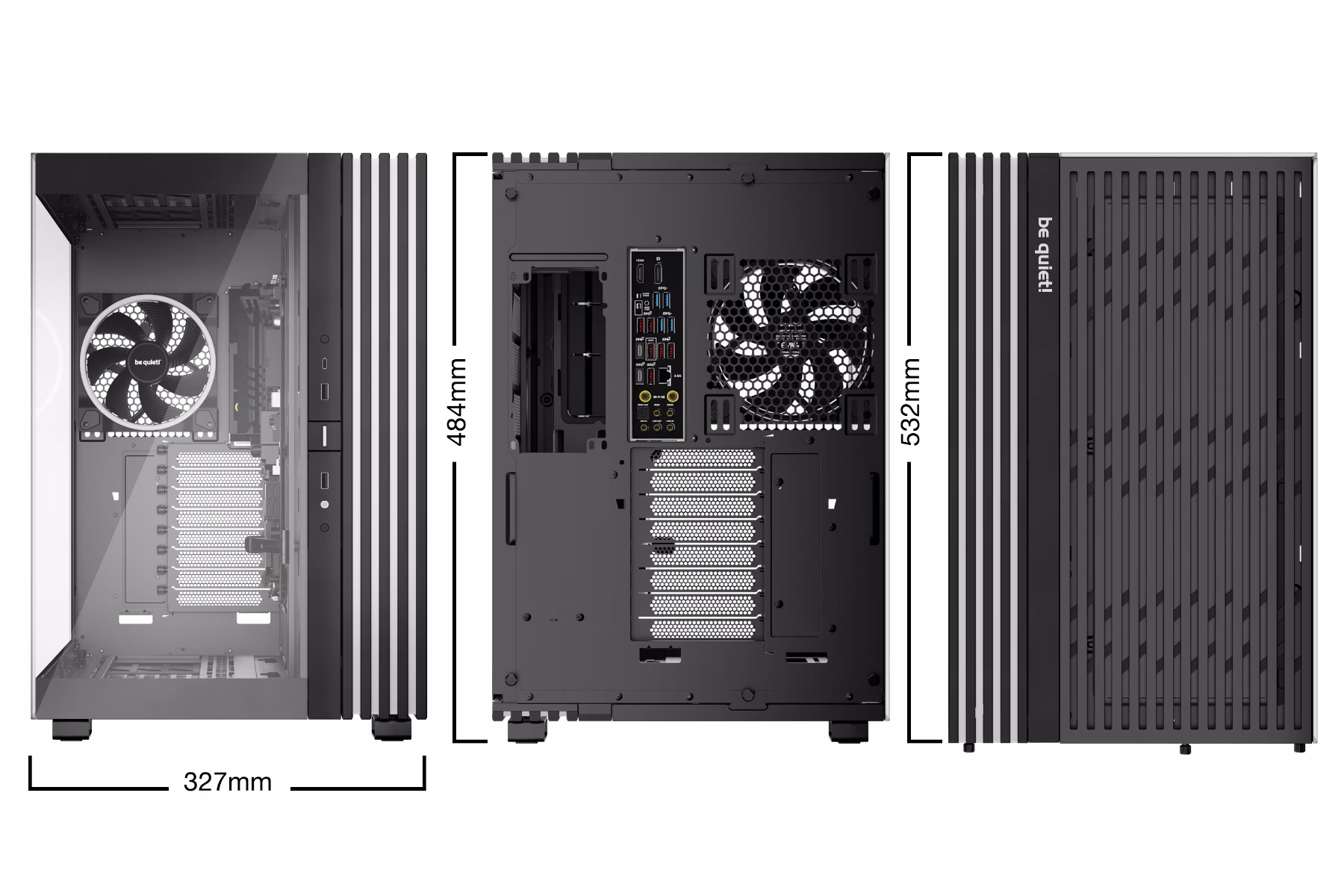 Be Quiet! Light Base 900 FX E-ATX Full Tower Computer Case, 4x Light Wings 140mm Pre-Installed Fan, Up to 420mm Radiator & 10x Fan Max Support, Fully Windowed Front & Side Panel, Black | BGW71 thumbnail 7