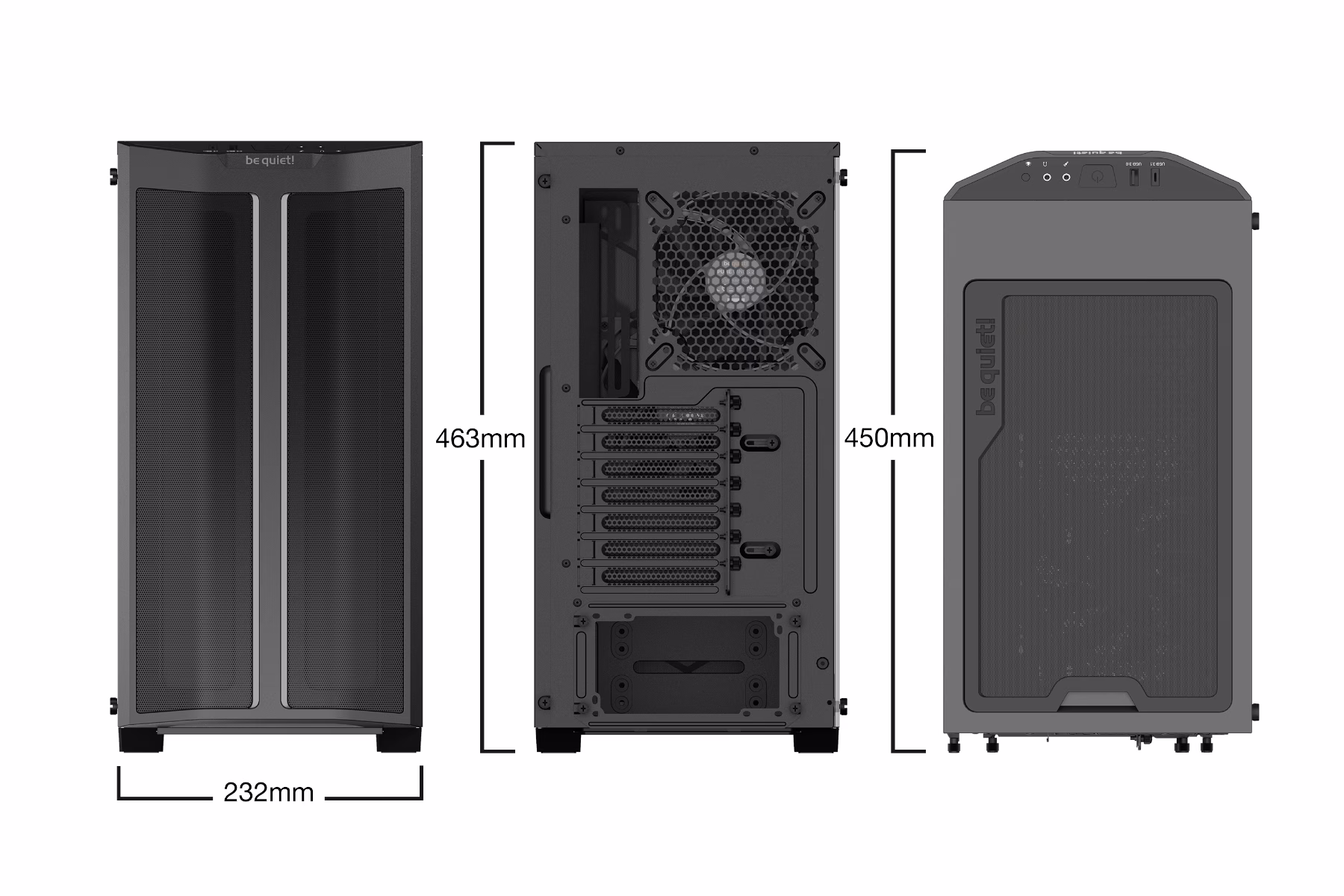 be quiet! Pure Base 500DX ATX Mid Tower PC Case, Tempered Glass Window, High Airflow, ARGB LEDs , 3 Pre-Installed Pure Wings 2 Fans, Up to 360mm Radaitor Support, USB 3.2 Gen. 2 Type C, Black | BGW37 thumbnail 7