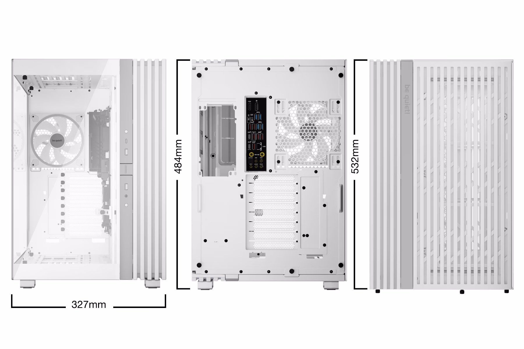 Be Quiet! Light Base 900 FX White PC Case, Stunning Panoramic View, Show Case, Dual Chamber Design, Solid ARGB LED Strip, 4 Light Wings PWM White Fan, Inverted and Horizontal |BGW72 thumbnail 7