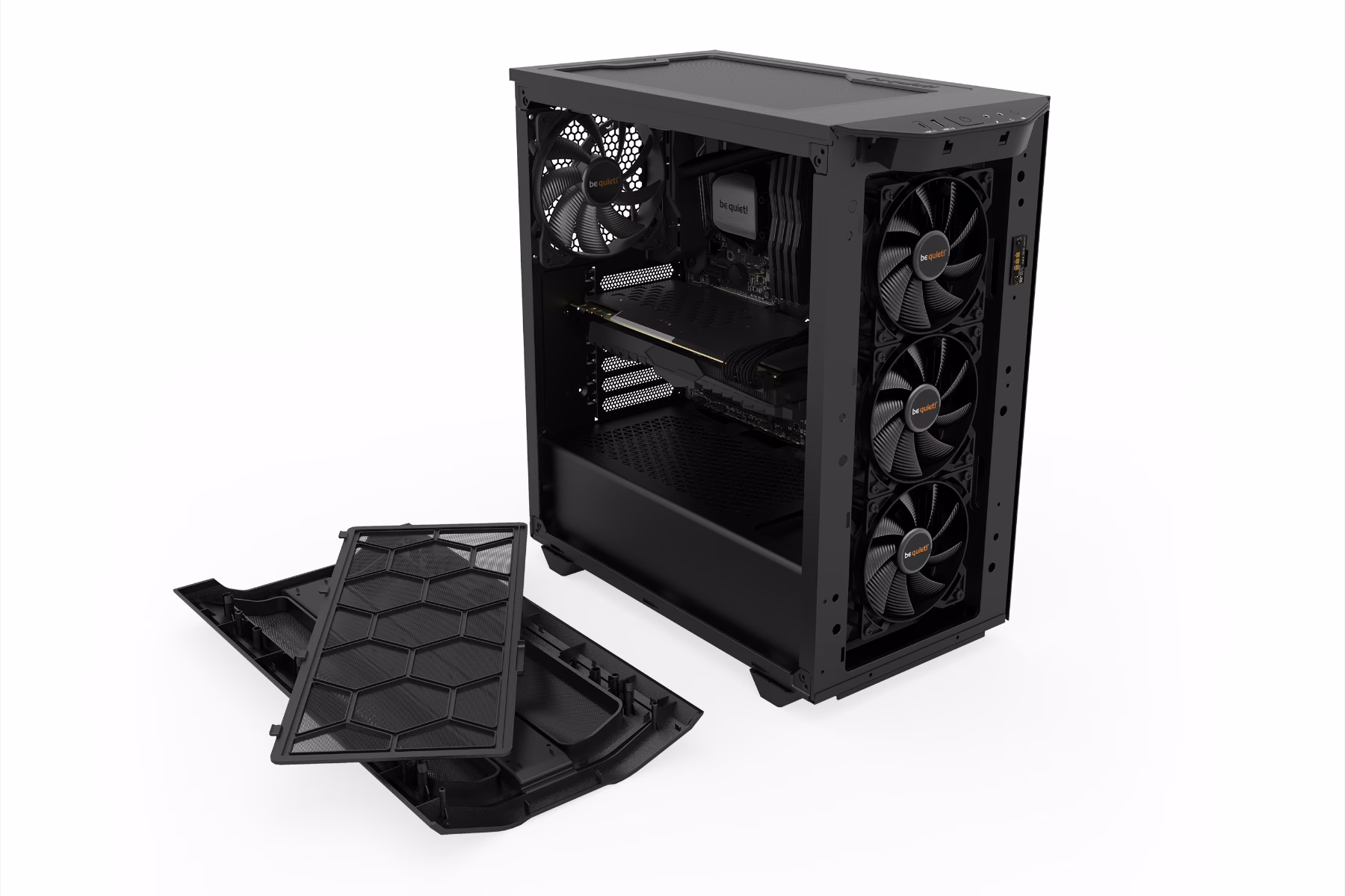 be quiet! Pure Base 500DX ATX Mid Tower PC Case, Tempered Glass Window, High Airflow, ARGB LEDs , 3 Pre-Installed Pure Wings 2 Fans, Up to 360mm Radaitor Support, USB 3.2 Gen. 2 Type C, Black | BGW37 thumbnail 2