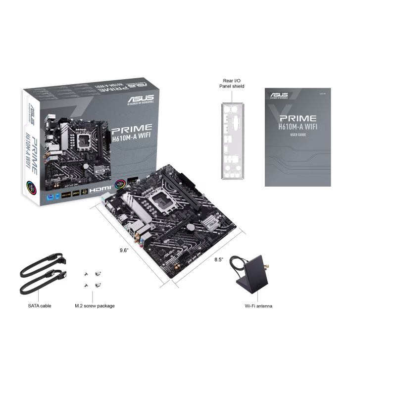 ASUS PRIME H610M-A WIFI Intel  (LGA 1700) mATX motherboard with DDR5,PCIe 4.0, dual M.2 slots, Intel 1Gb Ethernet, WIFI 5, DisplayPort, HDMI, VGA, USB 3.2 Gen 2 ports, Addressable Gen 2 headers, and Aura Sync | 90MB1G00-M0EAY0 thumbnail 5