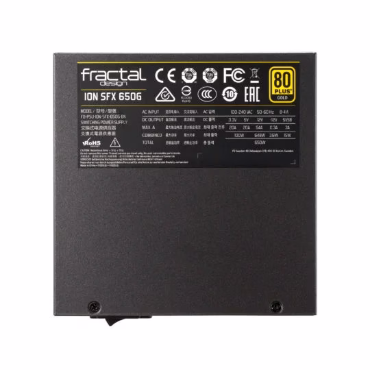 Fractal Ion SFX-L 650W Gold Full Modular Power Supply, UltraFlex DC wires, 80 PLUS Gold, Large 120 mm fan, Black | FD-PSU-ION-SFX-650G-BK thumbnail 7