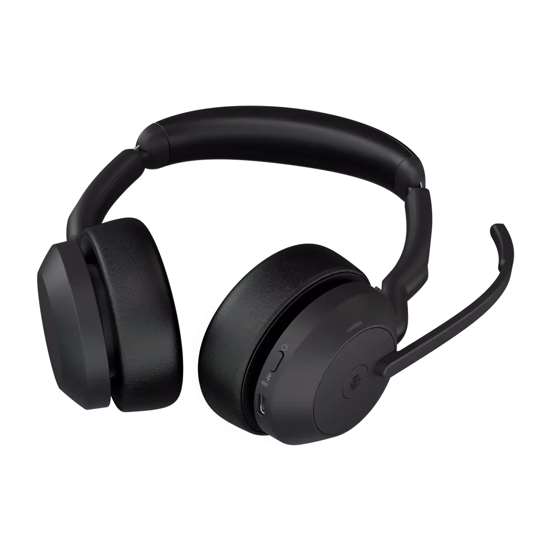 Jabra Evolve2 55 Link380a USB-A MS Stereo Wireless Headset, 28mm Driver Size, Active Noise Cancellation, Built-In Microphone, Up to 18 Hours of Battery Life, USB-A Dongle, Black | 25599-999-999 thumbnail 2