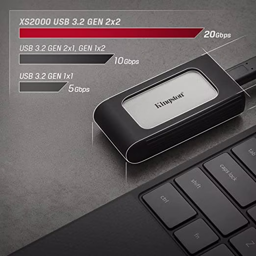 KINGSTON PORTABLE SSD 500GB 2000MB/S USB C, XS2000, High Performance Portable SSD, With USB-C, Pocket-Sized, USB 3.2  thumbnail 4