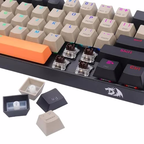 Redragon Draconic Pro 60% Wired/2.4G/BT Mech Gaming Keyboard, RGB Backlighting, 61 Keys, Built-in Rechargeable Battery, USB-C Connect, Dust-Proof Brown Switch, OG/Grey/Black | K530-0G&GY&BK-RGB-PRO thumbnail 2