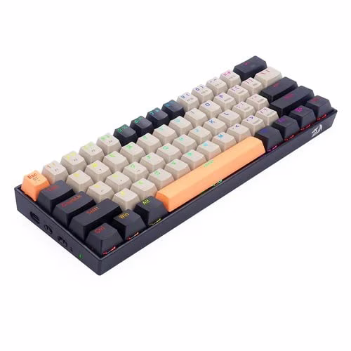 Redragon Draconic Pro 60% Wired/2.4G/BT Mech Gaming Keyboard, RGB Backlighting, 61 Keys, Built-in Rechargeable Battery, USB-C Connect, Dust-Proof Brown Switch, OG/Grey/Black | K530-0G&GY&BK-RGB-PRO thumbnail 4