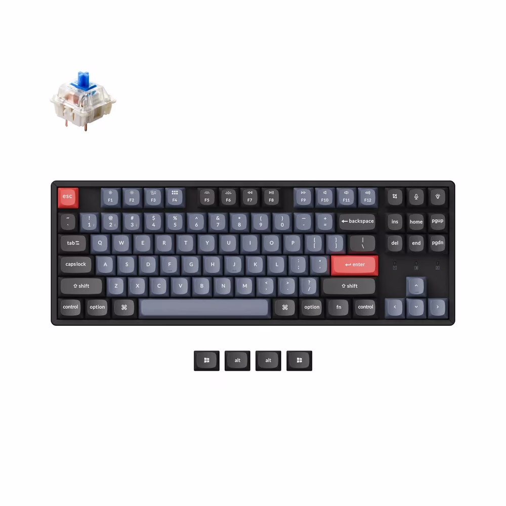 Keychron K8 Pro QMK/VIA Wireless Mechanical Keyboard, QMK/VIA Programmable, BT / Wired, RGB Backlight Aluminum Frame Tenkeyless, Hot-Swappable, ENG-ARAB Keyboard, Gateron G Pro Red Switch | K8P-J1-AR image