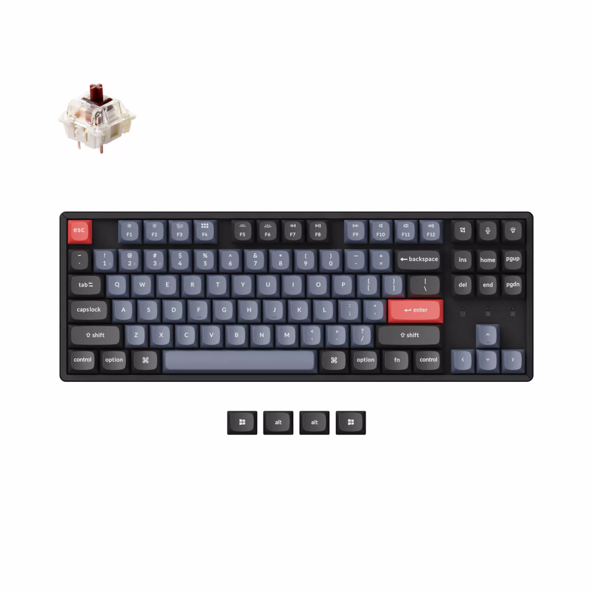 Keychron K8 Pro QMK/VIA Wireless Mechanical Keyboard, QMK/VIA Programmable, BT / Wired, RGB Backlight Aluminum Frame Tenkeyless, Hot-Swappable, ENG-ARAB Keyboard, Gateron G Pro Red Switch | K8P-J1-AR thumbnail 2