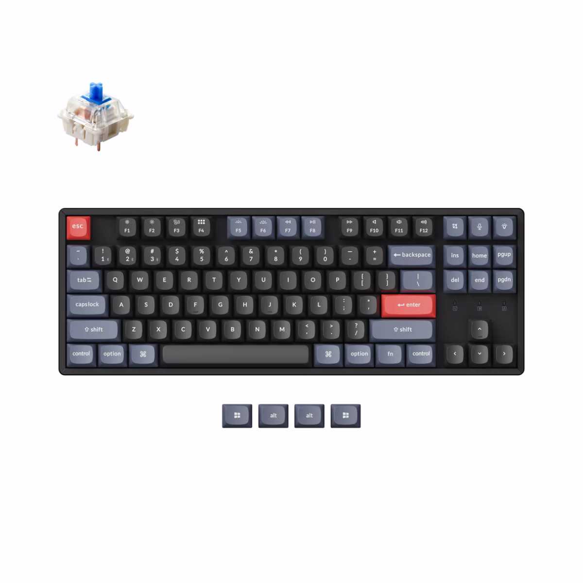 Keychron K8 Pro QMK/VIA Wireless Mechanical Keyboard, QMK/VIA Programmable, BT / Wired, RGB Backlight Aluminum Frame Tenkeyless, Hot-Swappable, ENG-ARAB Keyboard, Gateron G Pro Red Switch | K8P-J1-AR thumbnail 4