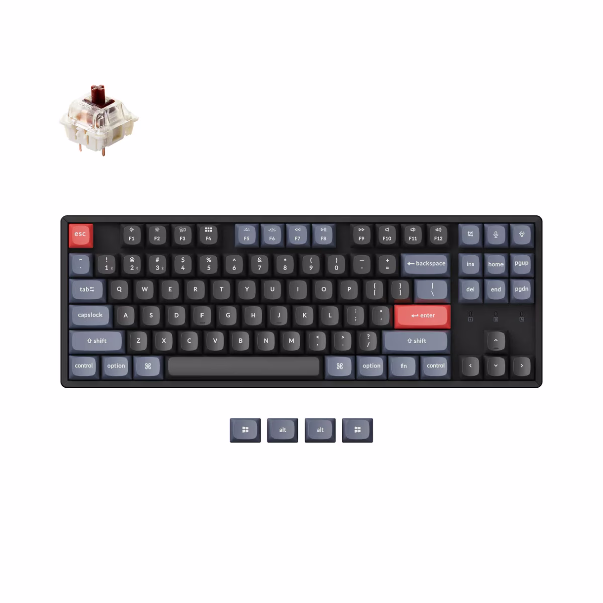Keychron K8 Pro QMK/VIA Wireless Mechanical Keyboard, QMK/VIA Programmable, BT / Wired, RGB Backlight Aluminum Frame Tenkeyless, Hot-Swappable, ENG-ARAB Keyboard, Gateron G Pro Red Switch | K8P-J1-AR thumbnail 5