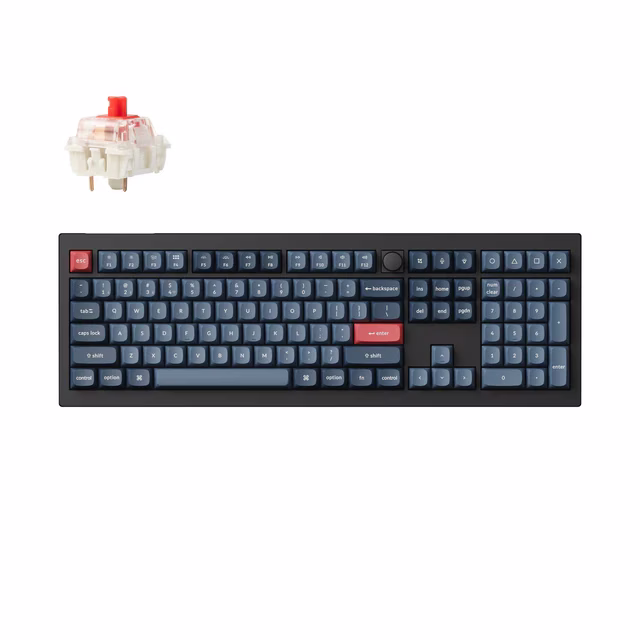 Keychron V6 Max QMK/VIA Wireless Mechanical Keyboard, 100% Full-Size, Tri-Mode Connectivity (2.4GHz, BT, Wired), Gateron Jupiter Red Key Switch, English-Arabic Layout, Black | V6M-D1-AR – Buy Online