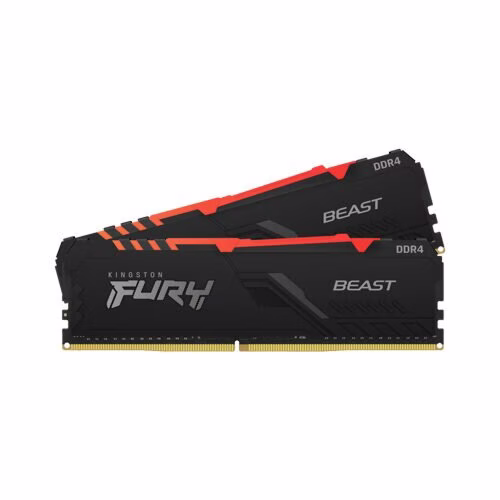 Kingston FURY Beast RGB XMP 32GB (2x16GB) DDR4 3600MT/s CL18, Non-ECC Unbuffered DIMM (Kit of 2) 1RX8 18-22-22 1.35V 288-pin 16Gbit, Black | KF436C18BBAK2/32 thumbnail 2