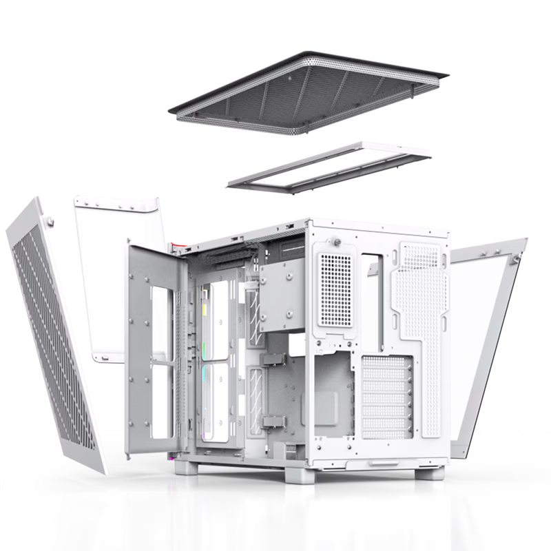 Montech KING 95 PRO Middle Tower Case, Duo Airflow Modes ( Turbo Mesh Mode & Elegant Glass Mode ), SPCC/Tempered glass, 4x120mm ARGB PWM Fans, Type-Cx1/USB3.0x2/Mic/Audiox1/LED Buttons, White | KING 95 PRO thumbnail 10