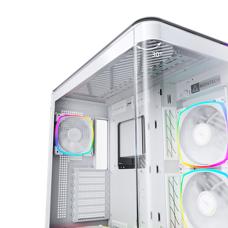 Montech KING 95 PRO Middle Tower Case, Duo Airflow Modes ( Turbo Mesh Mode & Elegant Glass Mode ), SPCC/Tempered glass, 4x120mm ARGB PWM Fans, Type-Cx1/USB3.0x2/Mic/Audiox1/LED Buttons, White | KING 95 PRO thumbnail 11