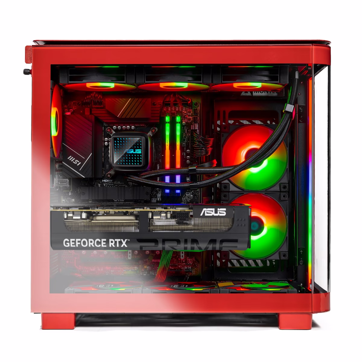 AMD Red  Gaming and Creator PC, AMD Ryzen 9 9950X3D, PRIME RTX 5080 16GB OC, 64GB (2x32GB) DDR5 6000MHz, 990 PRO 2TB, AIO Cooler, 850W, WiFi 7 thumbnail 3