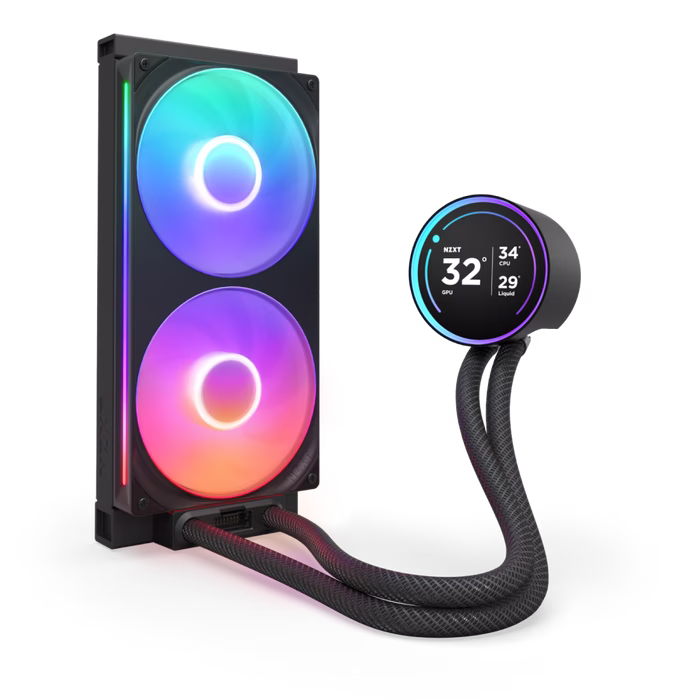 NZXT Kraken Elite 280 RGB 280mm Black AIO Liquid Cooler with 2.72" IPS LCD & RGB, 98.61 CFM Airflow, 3.2 mm H???O Pressure, Fluid Dynamic Bearing | RL-KR28E-B2 thumbnail 3