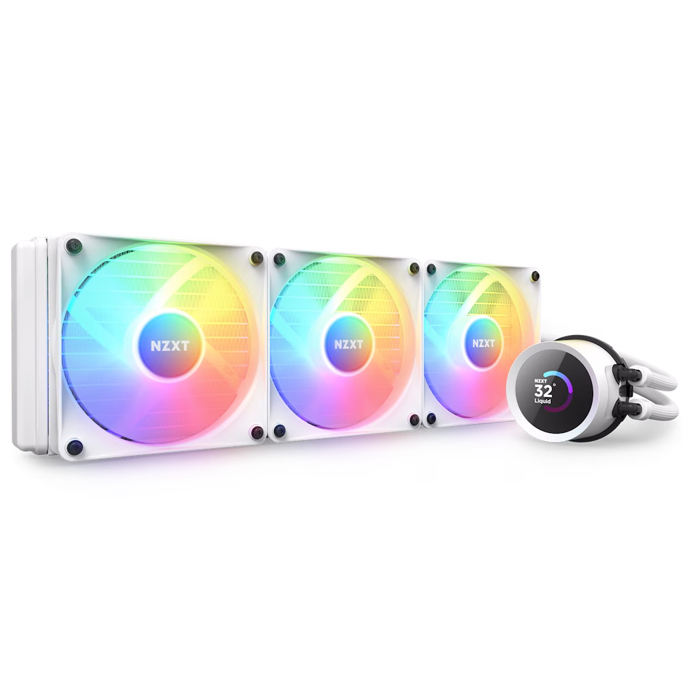 NZXT Kraken 360 RGB AIO Liquid Cooler with LCD Display & RGB Fans, 360mm Radiator, 3x 120mm F120 RGB Fans, Copper Water Block, White | RL-KR360-W1 thumbnail 4