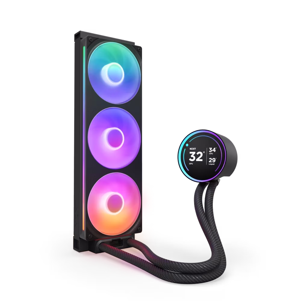 NZXT Kraken Elite 360 RGB 360mm AIO Liquid Cooler,  2.72" IPS LCD & RGB, LGA 1851, 1700 & 1200/115X, Custom-designed NZXT Turbine Pump, Fluid Dynamic Bearing, Black | RL-KR36E-B2 thumbnail 2