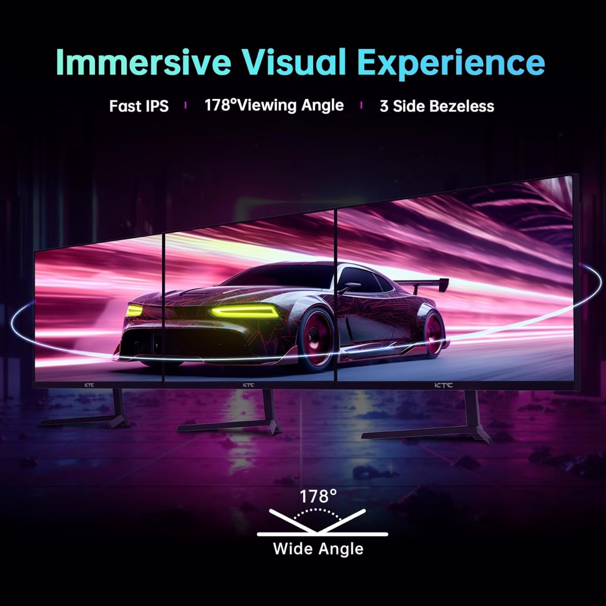 KTC 24 inch Monitor, Fast IPS 1080p 144Hz 165Hz 1ms, 125.25% sRGB, HDR, Borderless Gaming Monitor PC Monitor, FreeSync Premium & G-Sync, HDMI 2.0x2, DP1.4x2, Vesa Support, Eye Care for Gamers thumbnail 2