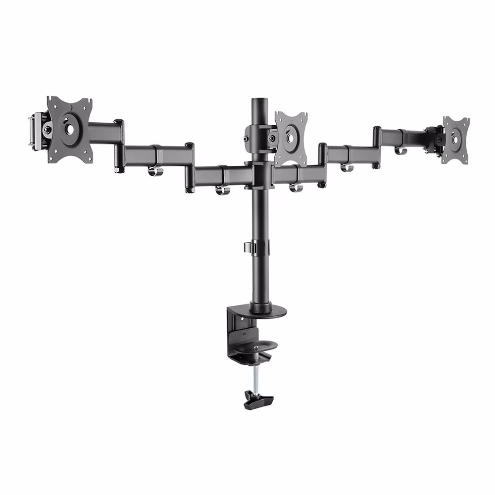 Skill Tech Triple Monitor Arm, Economy Steel LCD Vesa Desk Mount, 3x Monitor, Up to 13 Inch to 27 Inch Screen, Cable Management, Two Mounting Options, 360?? Rotary VESA Plate, Freely Adjusting Height | SH070 C036 – Buy Online