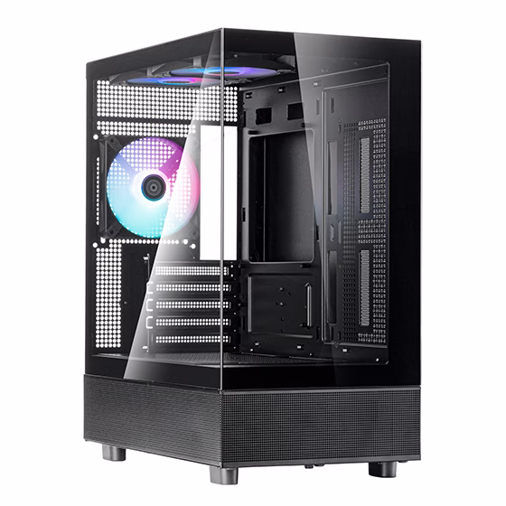 Silverstone Lucid 04 Panoramic Micro-ATX CASE, 270?? Panoramic Tempered Glass View, Motherboard Supports Micro-ATX, 280mm Radiator Compatibility, Top I/O includes 1 x USB Type-C, 2 x USB 3.0, 1 x Audio, 1 x Mic, Black | SST-LD04-B-ARGB – Buy Online