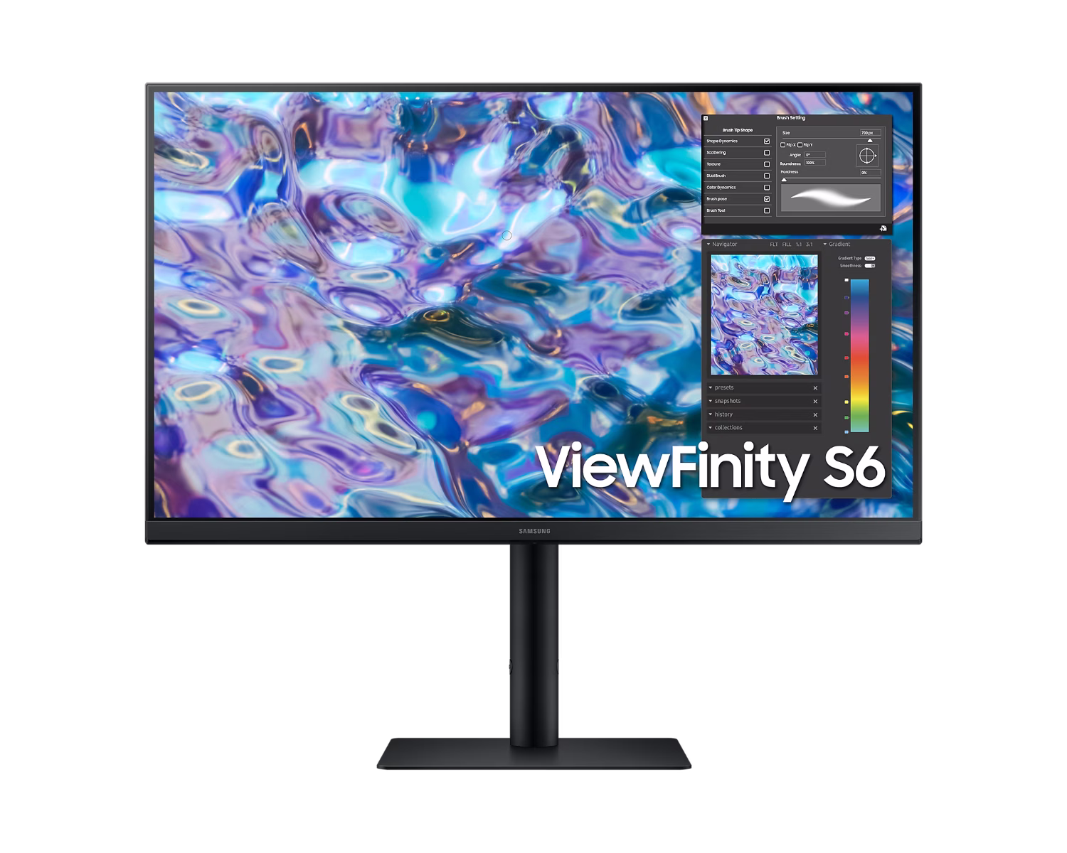 Samsung 27" ViewFinity S6 QHD Monitor with IPS Panel, ergonomic design, 75Hz refresh rate, 5(GTG) Response Time, sRGB Coverage 0.99, Eye Saver Mode, Flicker Free, Wall Mountable  | LS27B610EQMXUE thumbnail 2