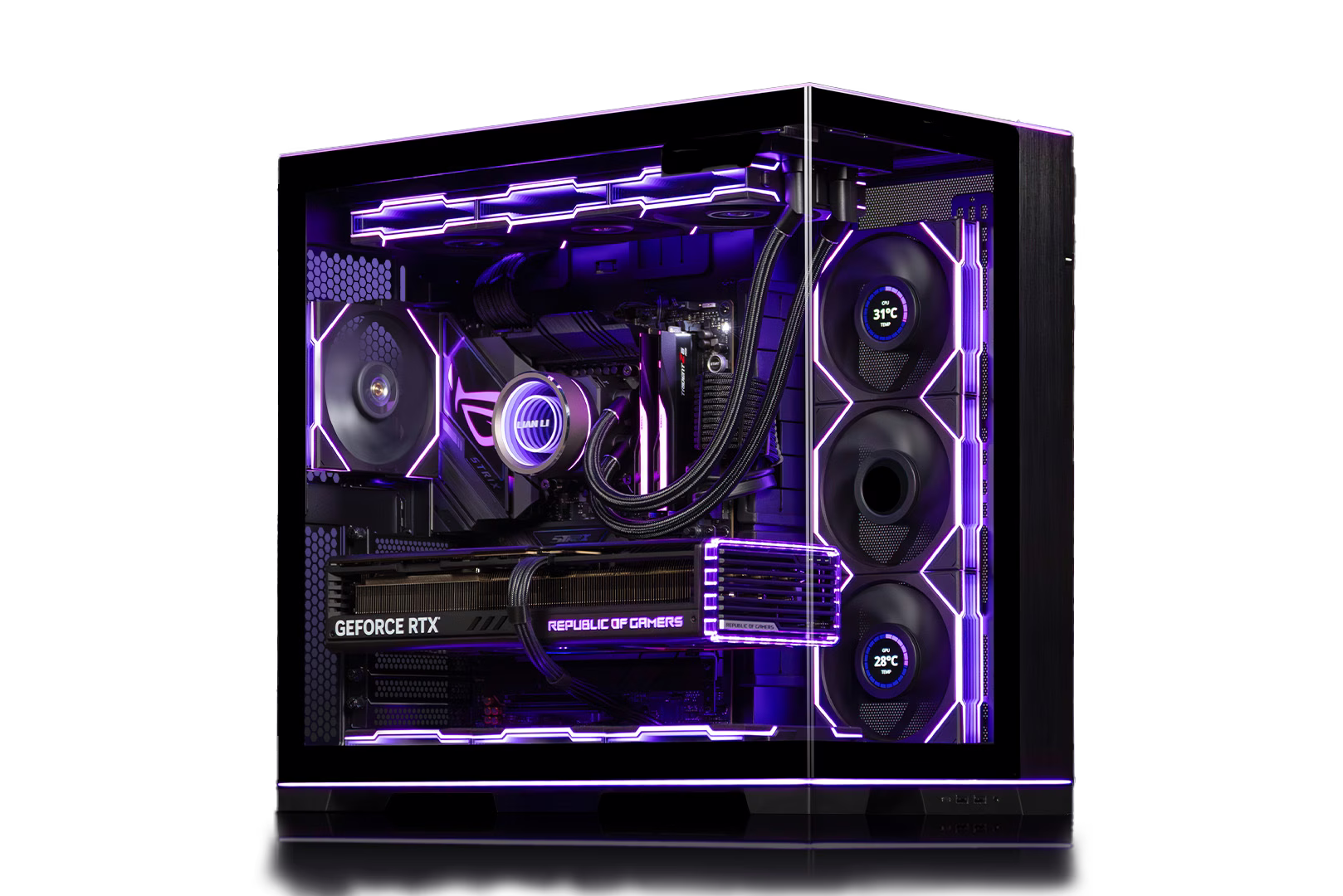 LIANLI VISION Gaming PC-AMD Ryzen 9 7900X3D 12 Cores 24 Thread, NVIDIA RTX 4080 SUPER 16GB, 128GB DDR5 RAM ( 4x 32GB ) 6400MT/S, KC3000 4 TB  NVMe 1300W Platinum, 360 AIO ARGB CPU Liquid Cooler image