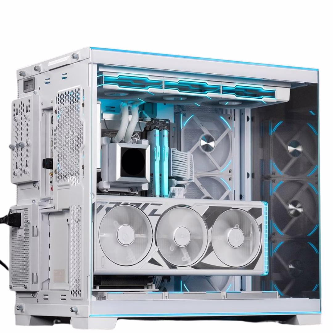 LIANLI HYDRO WHITE  - Intel Core i9-14900K 24 Cores 32 Threads, ASUS NVIDIA RTX 4090 24GB STRIX , 64GB DDR5 RAM 6000MHz, 2TB SSD 990 PRO  , 1000W 80 PLUS Gold PSU ASUS  TUFF ,  HYDRO SHIFT 360mm Liquid CPU Cooler, Wi-Fi + BT image