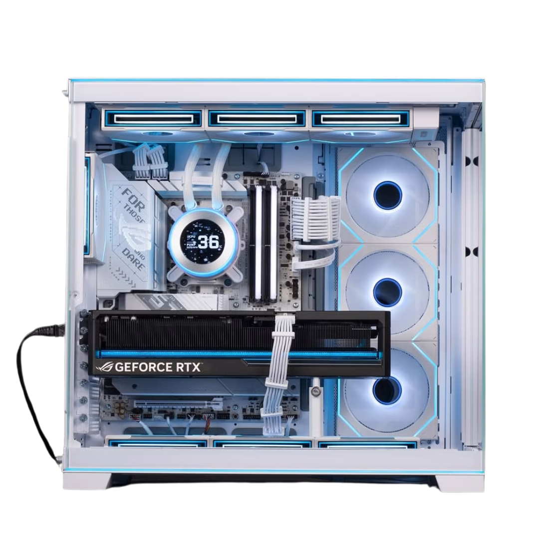 Ultimate White Gaming & Rendering PC: Intel Core Ultra 9 285K + ASUS ROG ASTRAL RTX 5080 OC 16GB, 32GB DDR5 6000MHz, 2TB NVMe, AIO Cooler ARGB, 1000W Gold, WiFi 7 thumbnail 2