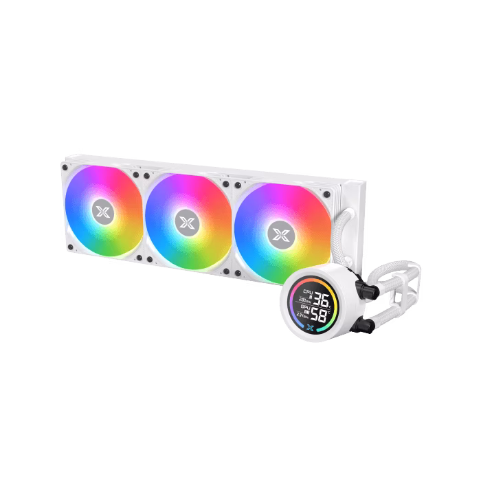 LK 360 Digital Arctic LCD AIO Liquid Cooler, Digital LCD Pump Head & 360mm PWM Fan, Mini ARGB Controller, Intel & AMD Mounting Kit, White | EN45912 thumbnail 8