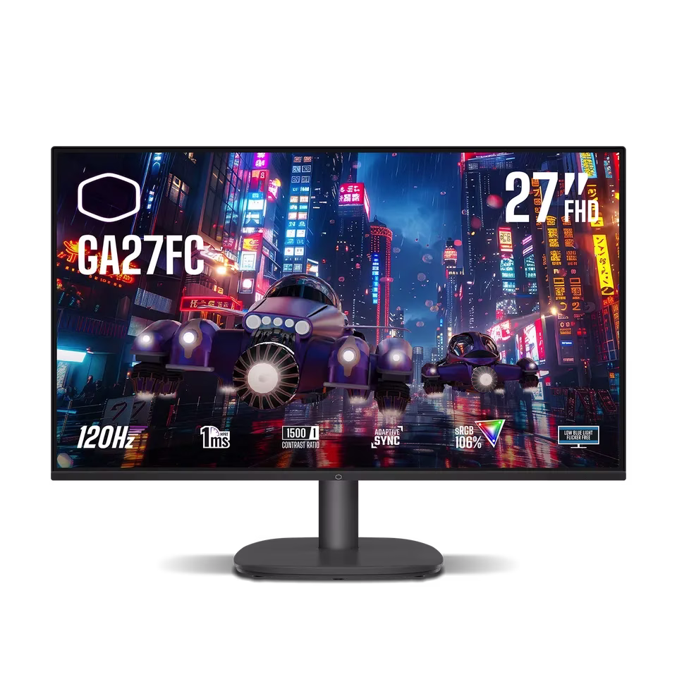Cooler Master GA27FC 27 Inch Gaming Monitor, IPS 16.7M (6 bit + FRC) FHD 1920x1080, 120 Hz, 1ms (MPRT), sRGB 105% (Typ., CIE 1931), Adaptive Sync Low Blue Light (S/W) | CMI-GA27FC-UK – Buy Online