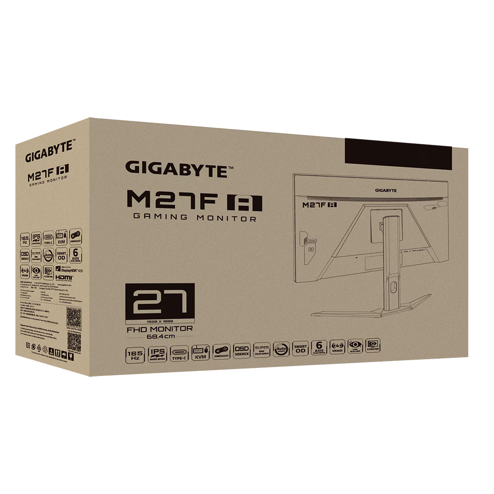 Gigabyte M27F A KVM Gaming Monitor, 27???SS IPS 1920 x 1080 (FHD), 165Hz, 1ms GTG, Edge type Panel, 99% sRGB, VESA DisplayHDR400, Adaptive-Sync, Ergonomic Design | M27F A-EK thumbnail 8
