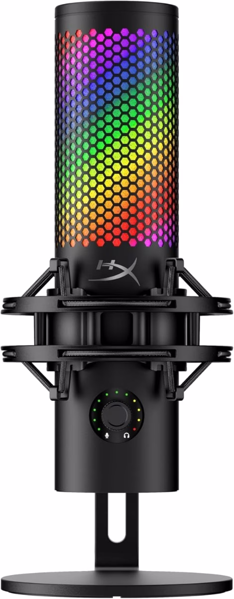 HyperX QuadCast 2 S USB Microphone, with RGB Lighting, Streaming and Podcasting, with On-Board Controls, LED Lighting, Removable Shock Mount, PC, Mac, USB-C - Black | 9A273AA thumbnail 2