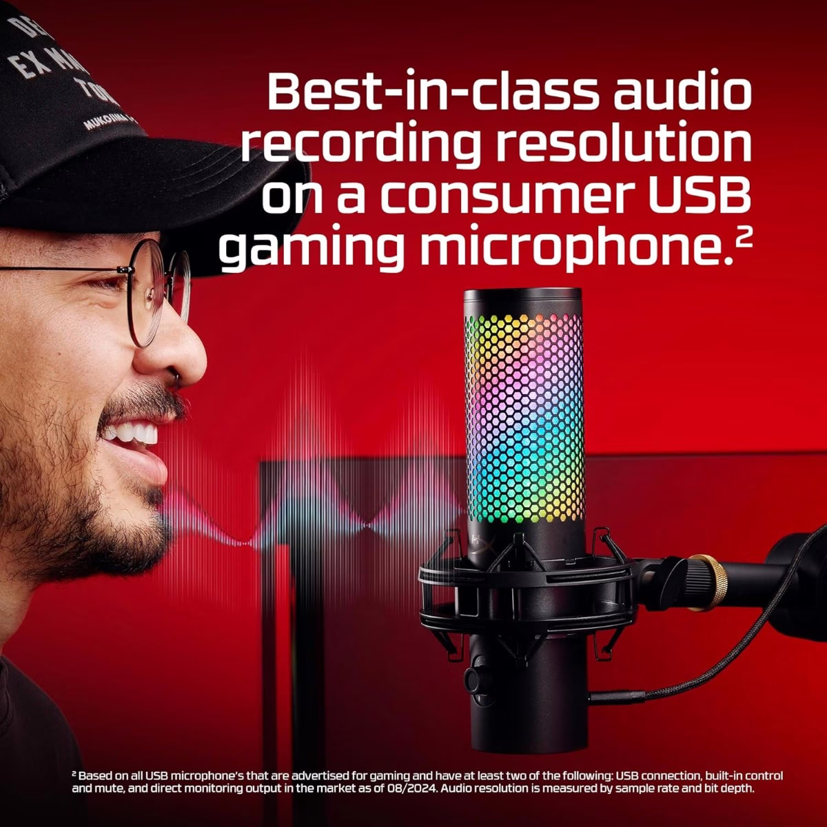 HyperX QuadCast 2 S USB Microphone, with RGB Lighting, Streaming and Podcasting, with On-Board Controls, LED Lighting, Removable Shock Mount, PC, Mac, USB-C - Black | 9A273AA thumbnail 10
