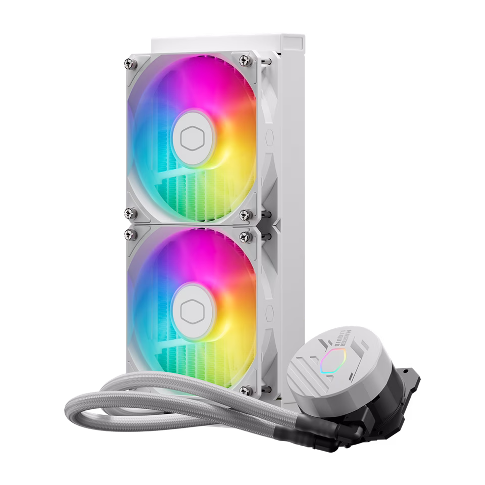 Cooler Master MasterLiquid 240L Core ARGB White CPU Liquid Cooler, New Gen S Dual Chamber Pump, Expanded Radiator Surface, 120mm ARGB Fans, Clean Classic Design, CryoFuze Performance Thermal Paste | MLW-D24M-A18PZ-RW image