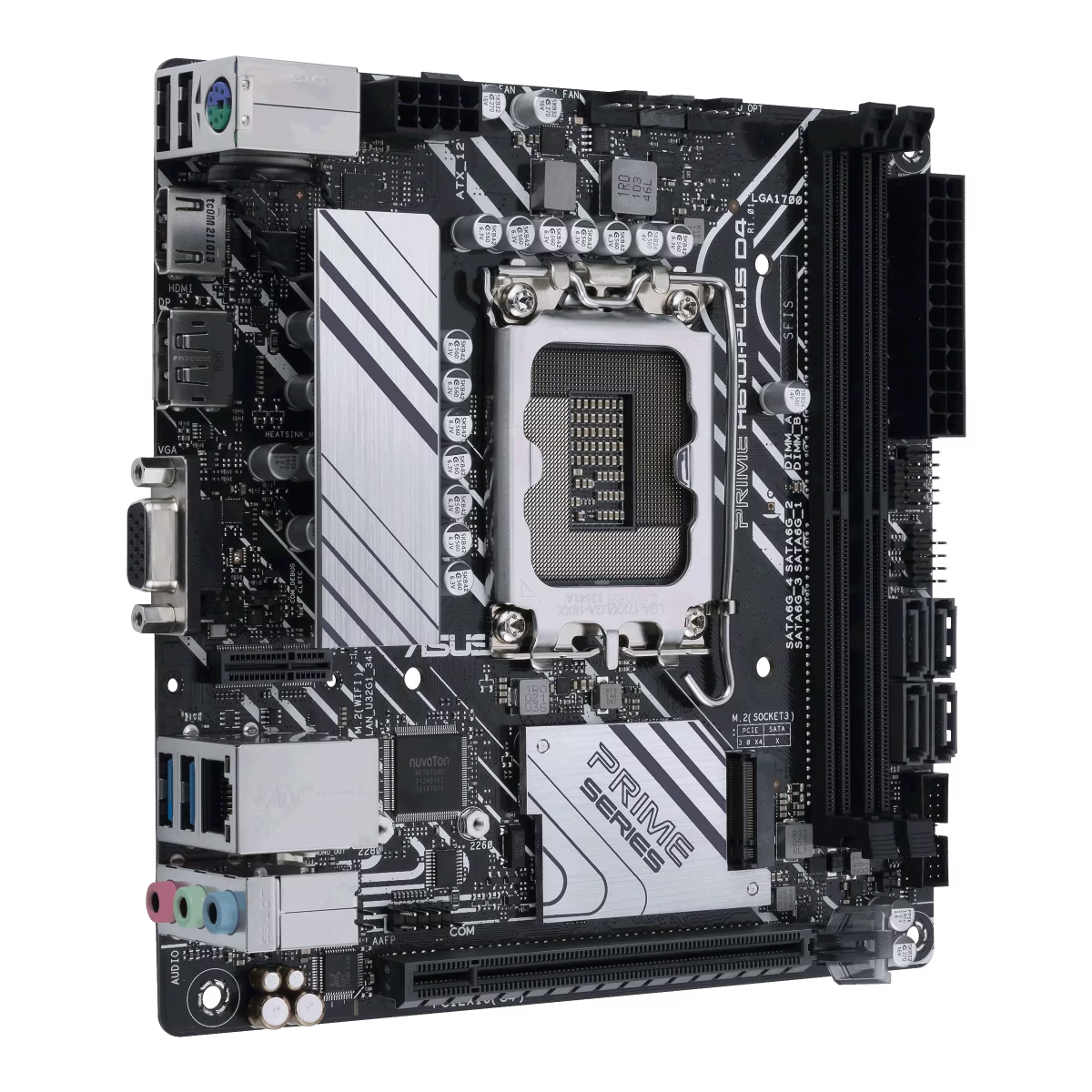 ASUS PRIME H610I-PLUS D4 Intel H610 (LGA 1700) Mini-ITX Motherboard, DDR4 3200, PCIe 4.0, M.2 slot, Realtek 1 Gb Ethernet, DisplayPort, HDMI, D-Sub, USB 3.2 Gen 1 ports, SATA 6 Gbps, COM header, Mono-out header Amp IC | 90MB1B20-M0EAYC thumbnail 4