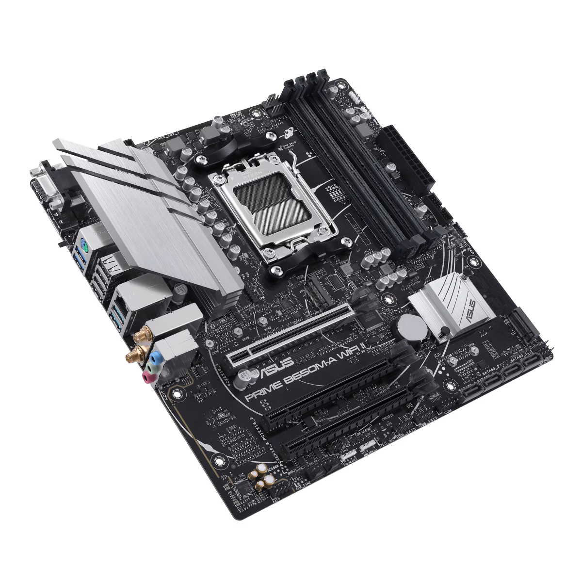 ASUS PRIME B650M-A WIFI II AMD B650 Micro-ATX motherboard, DDR5, PCIe 5.0 M.2 support, Realtek 2.5Gb Ethernet, Wi-Fi 6, DisplayPort, VGA, HDMI, SATA 6 Gbps, USB 3.2 Gen 2 ports, front USB 3.2 Gen 1 Type-C, BIOS FlashBack, Aura Sync | 90MB1EG0-M0EAY0 thumbnail 3