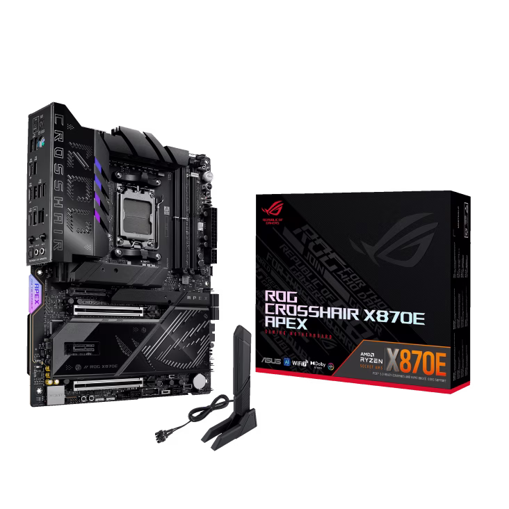 ASUS ROG CROSSHAIR X870E APEX AM5 ATX Motherboard, 2x DIMM slots, max. 128GB, DDR5 AEMP, x3 onboard M.2 slots, and x2 PCIe 5.0 x16 slots, AI Networking II & AI Overclocking, WIFI 7 | 90MB1KR0-M0EAY0 image