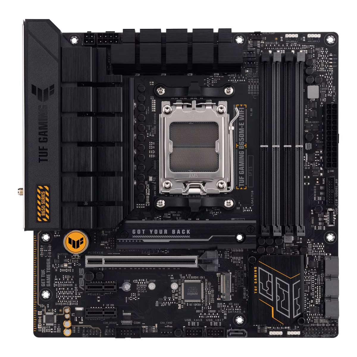ASUS TUF GAMING B650M-E WIFI micro-ATX Motherboard, 4 x DIMM slots, Max.192GB, DDR5, AM5, PCIe 5.0 for M.2, 2.5 Gb Ethernet, Two-Way AI Noise Cancelation | 90MB1FV0-M0EAY0 thumbnail 2